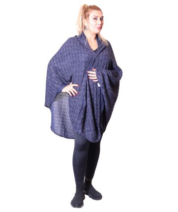 CAPE KNITTED-Blue Sparkly