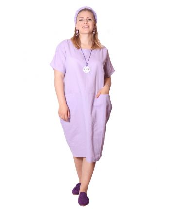 ITALIAN LINEN DRESS-Lilac