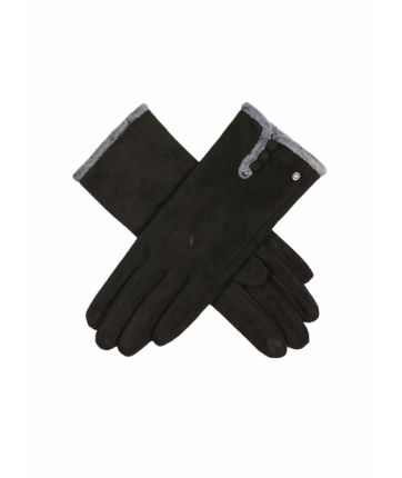 TOUCHSCREEN FAUX SUEDE GLOVES-Black