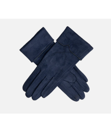 FAUX SUEDE GLOVES WITH EMBROIDERY-Dark Navy
