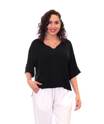 TWO POCKETS TOP-Black