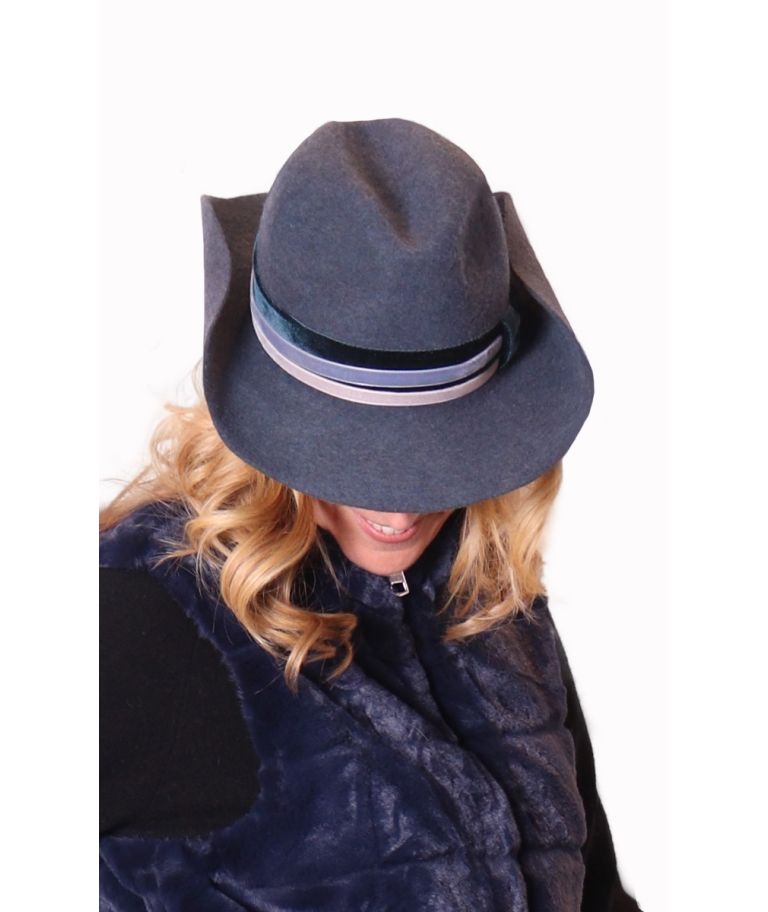 BESPOKE COWBOY BLUE HAT by PETULA DUVIGNEAU