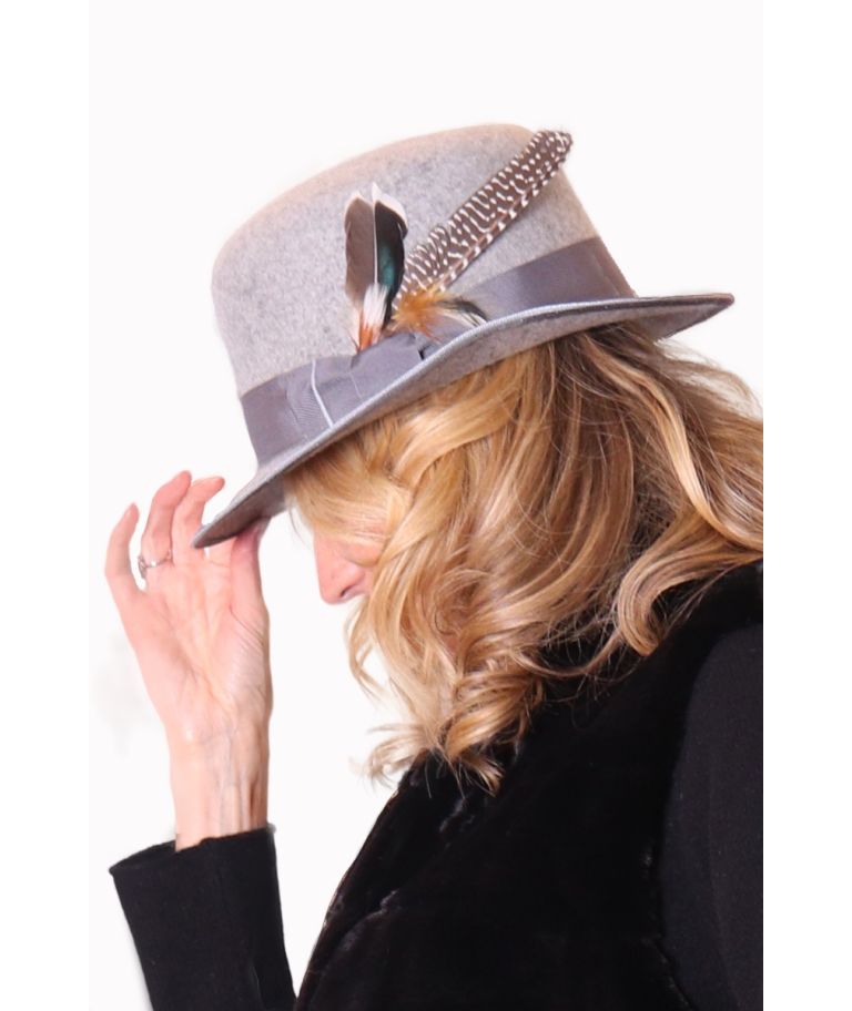 BESPOKE BOWLER FEATHER HAT by PETULA DUVIGEAU